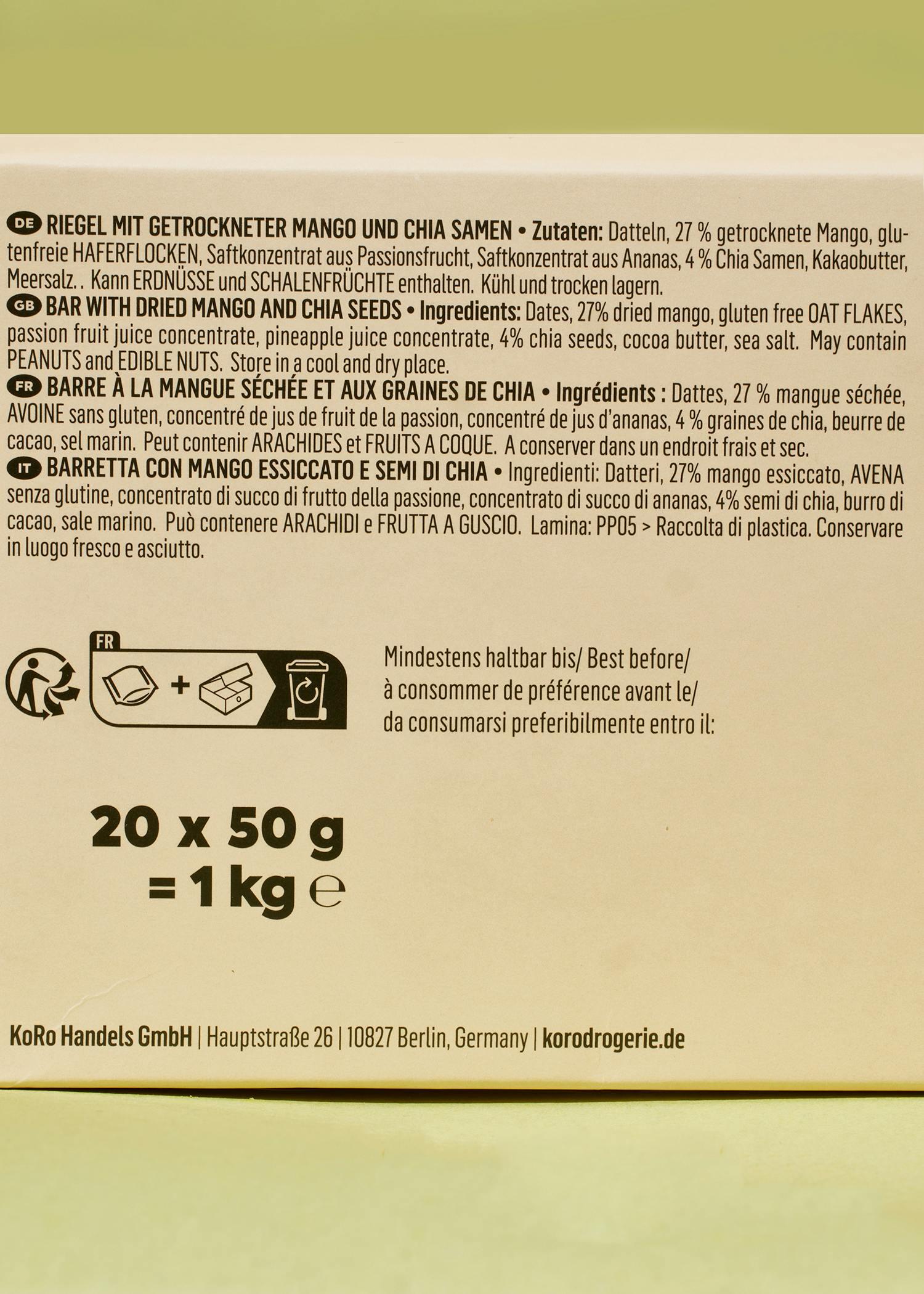 Barretta raw al mango e chia | 20 x 50 g 6/7