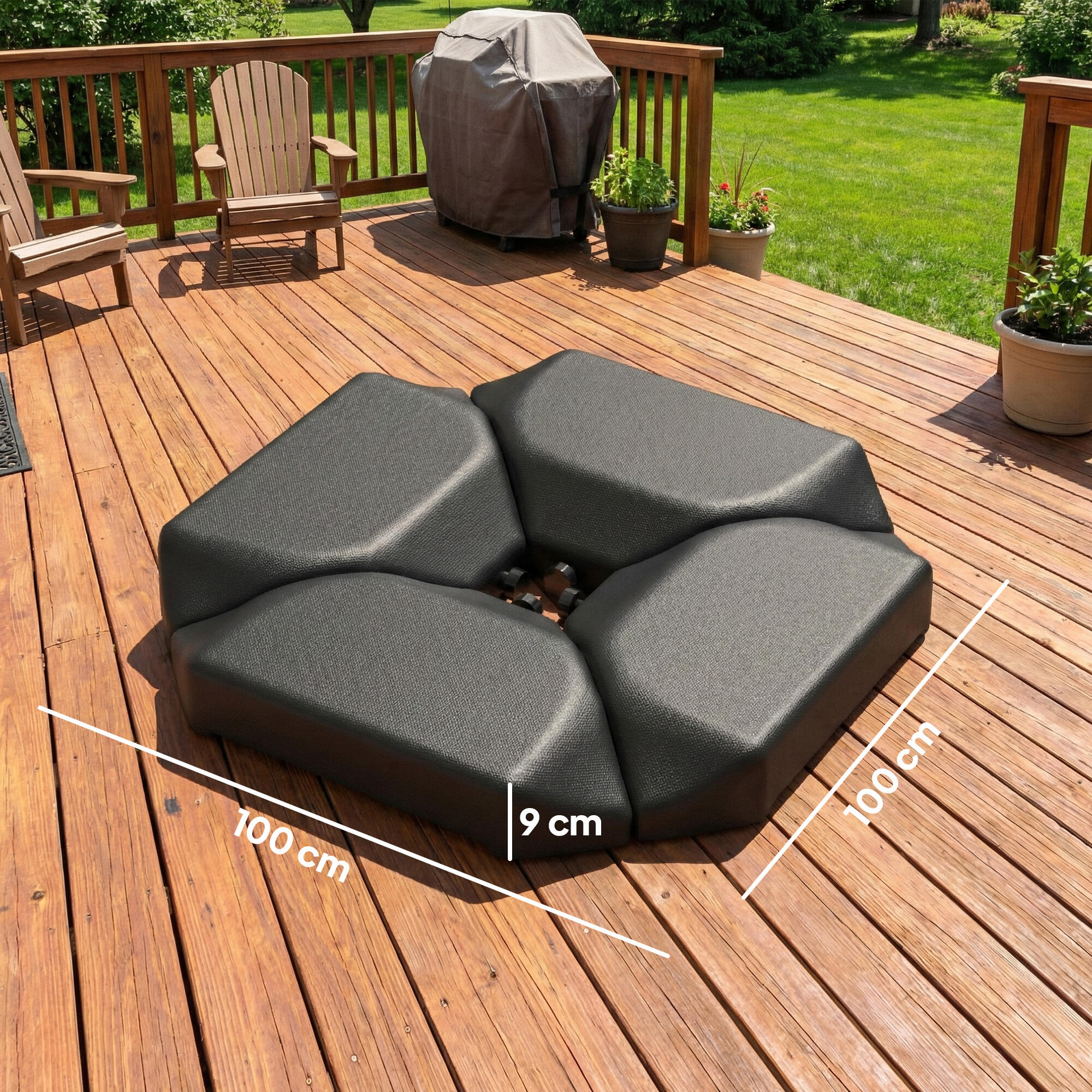Base para Sombrilla Outsunny 100x100x9 cm Negro 3/5
