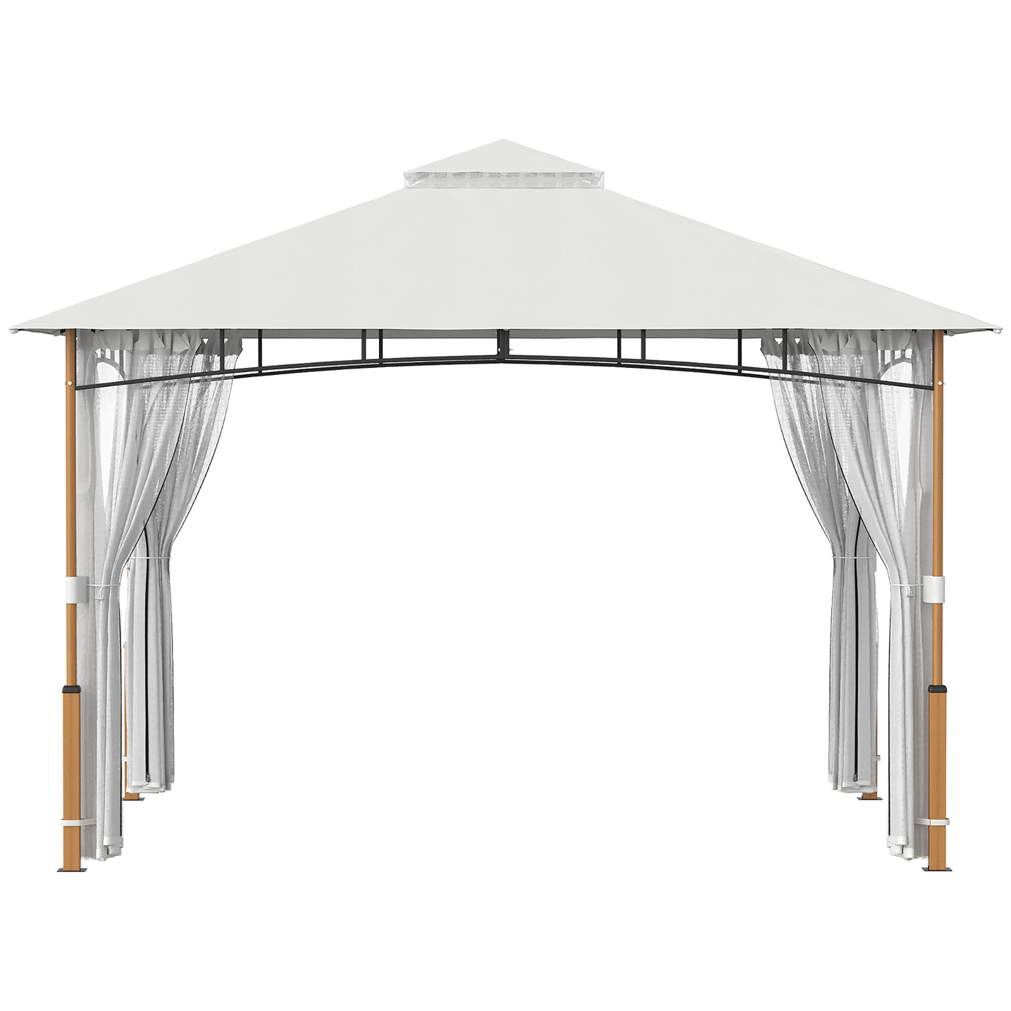 Cenador para Jardín Outsunny 360x300x275 cm Crema 4/5