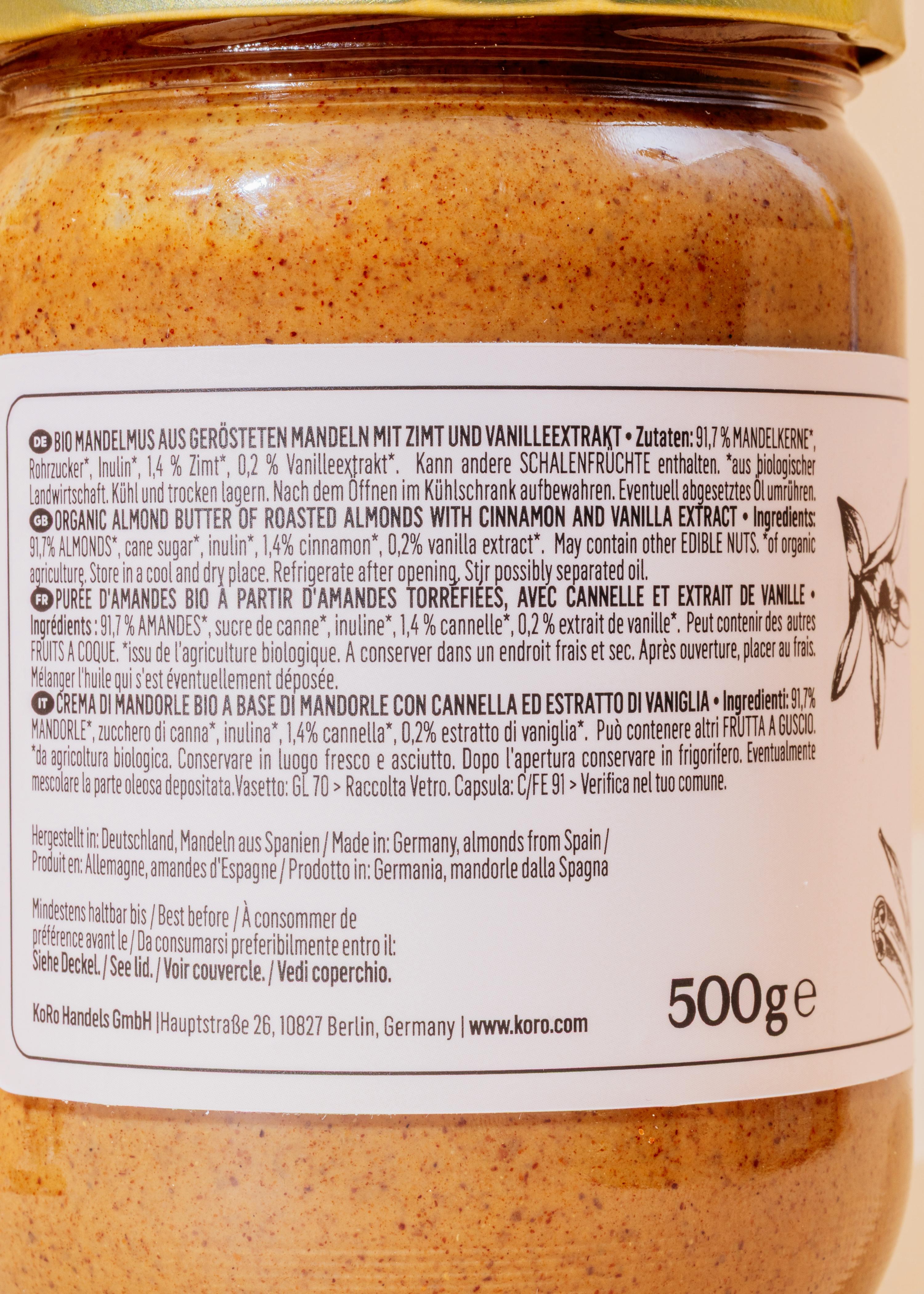 Purée d’amandes cannelle-vanille bio 500 g 5/7