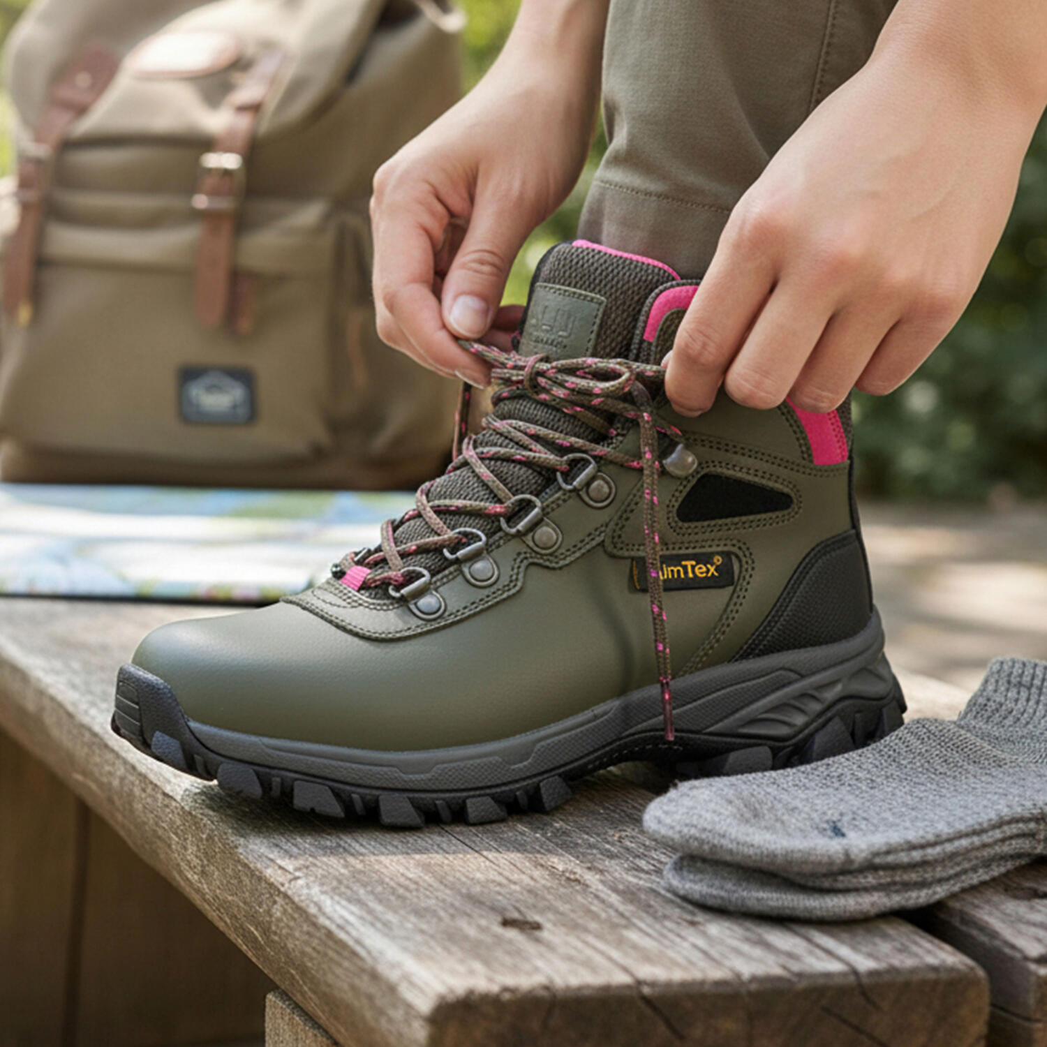 Almwalker Outdoorboots Alba ATX Damen (Oliv/Pink) Größe 41 2/4