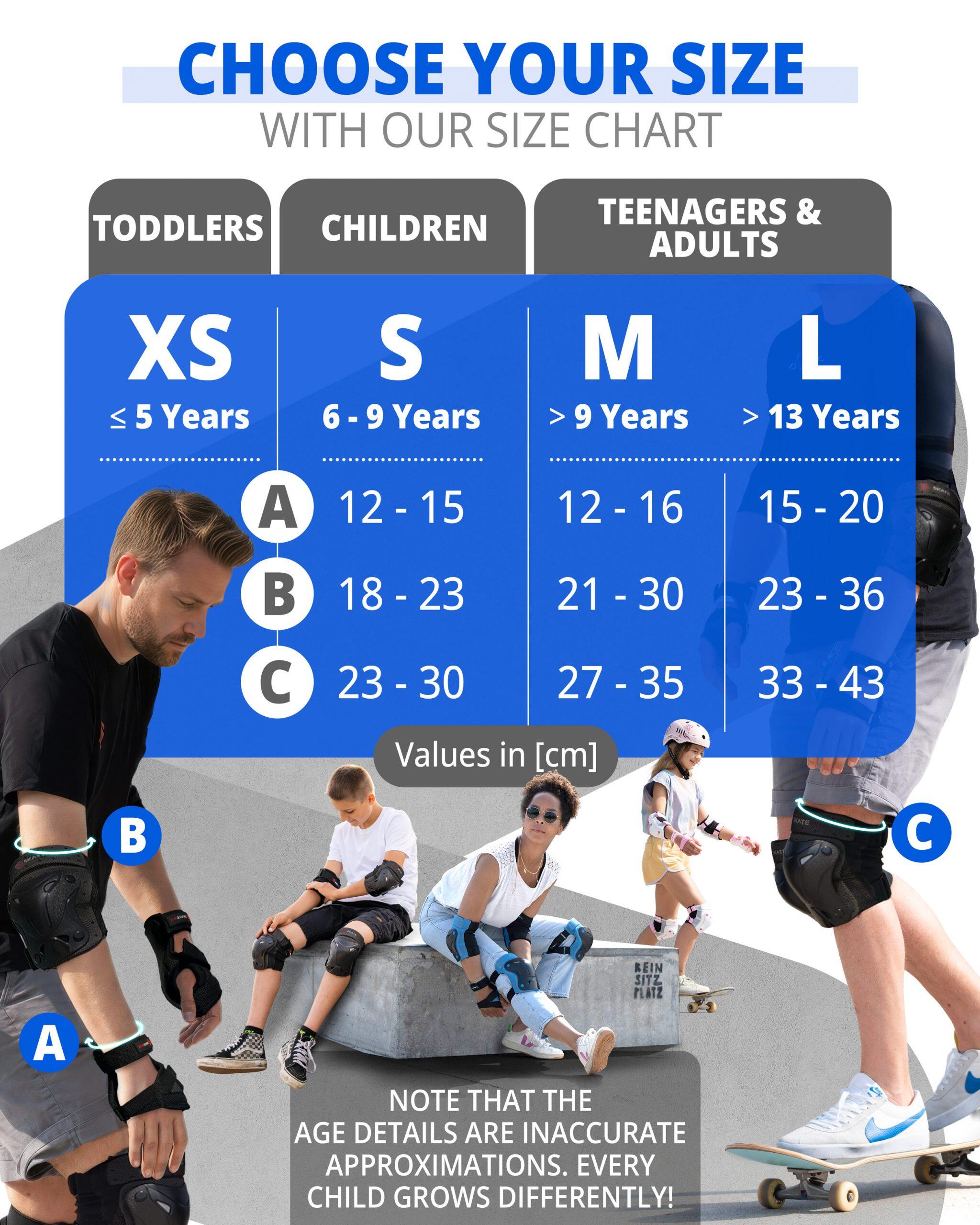 Protektoren-Set 3-er Kinder und Erwachsene Inline Skating Skateboard Schoner 5/8