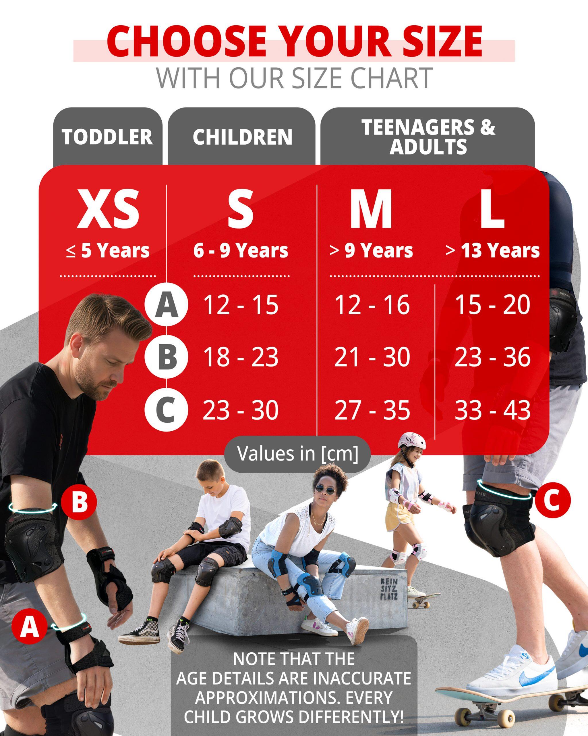 Protektoren-Set 3-er Kinder und Erwachsene Inline Skating Skateboard Schoner 5/8