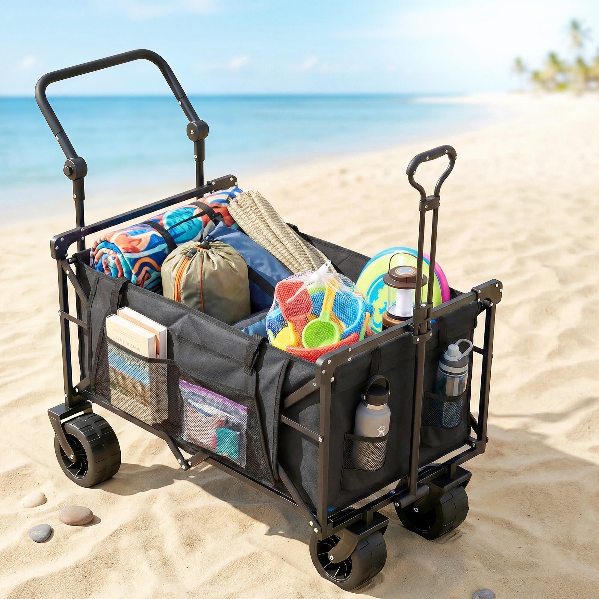 Carro de Playa Outsunny 125x59x133 cm Negro 5/5