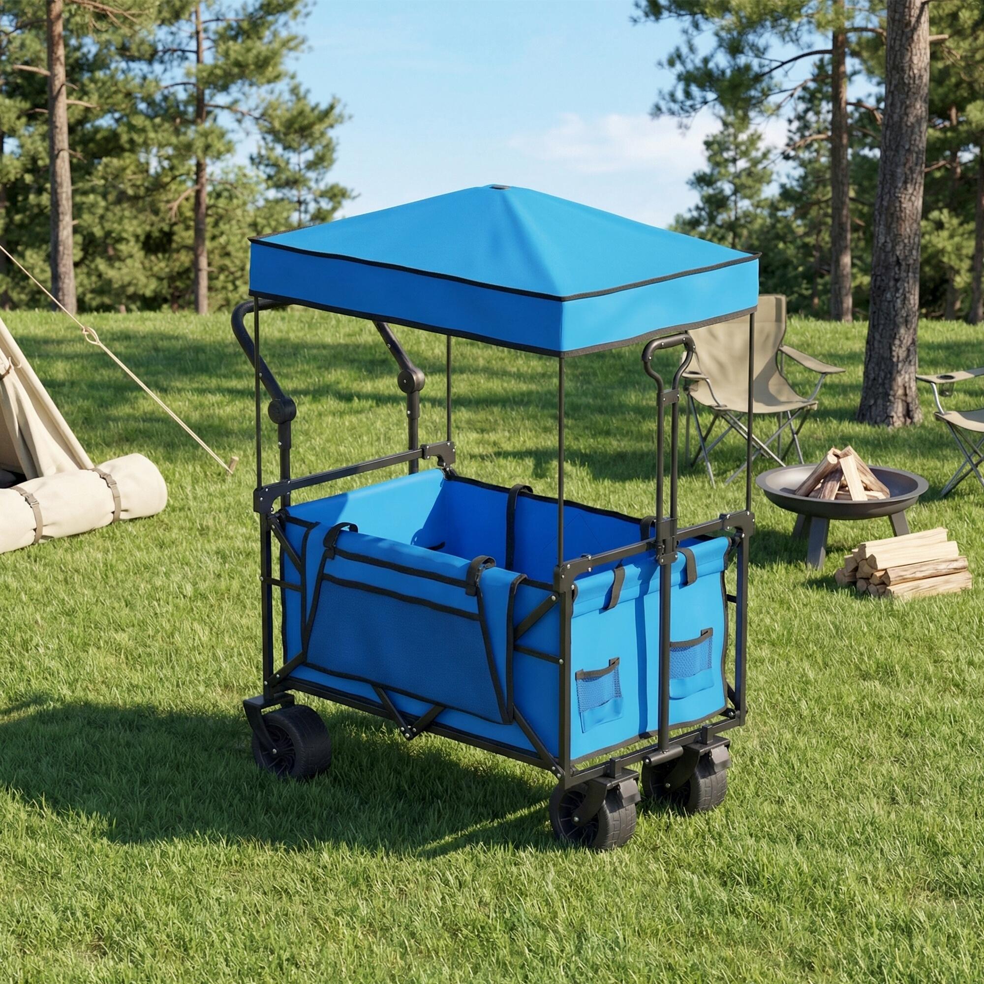 Carro de Playa Outsunny 125x59x133 cm Azul 2/5