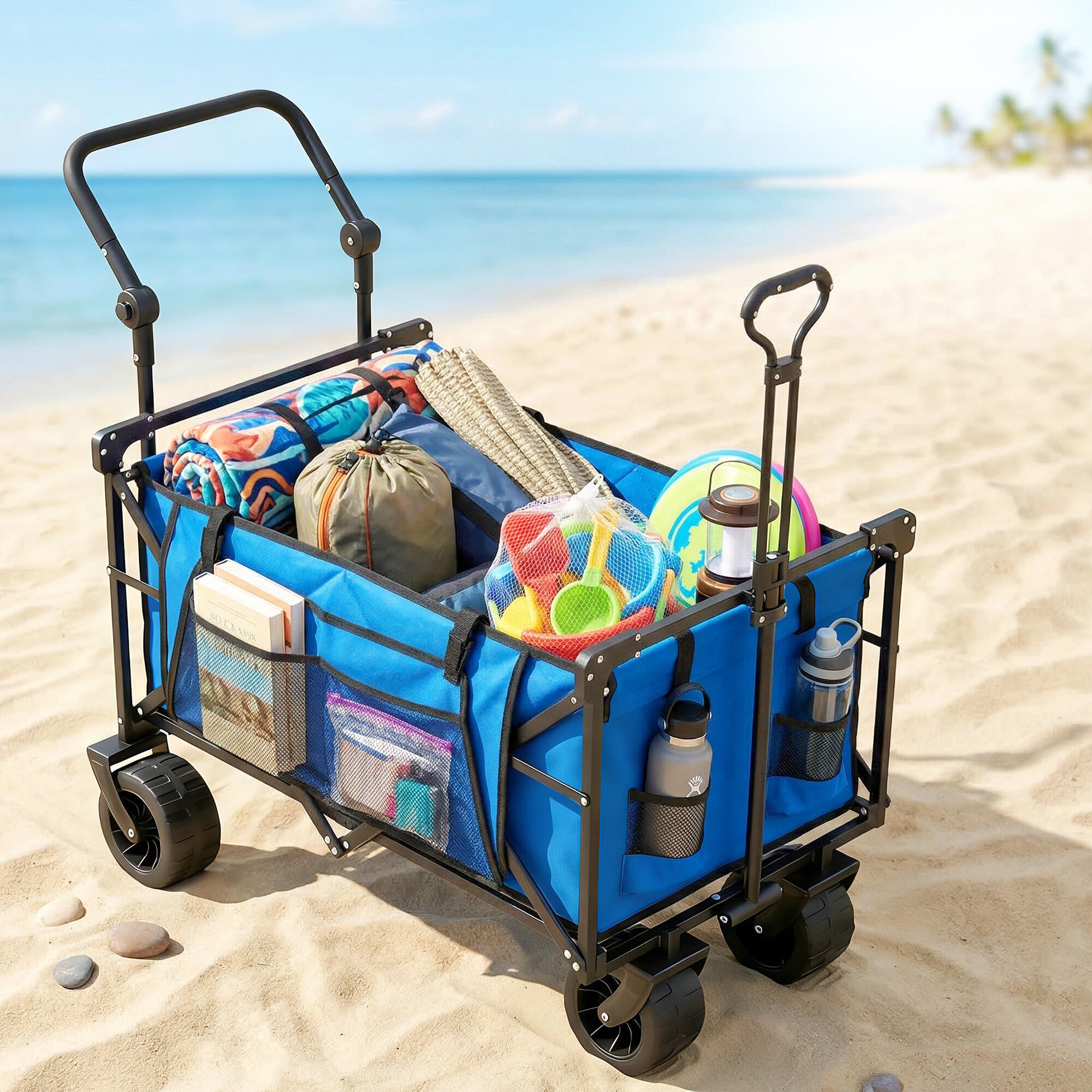 Carro de Playa Outsunny 125x59x133 cm Azul 5/5