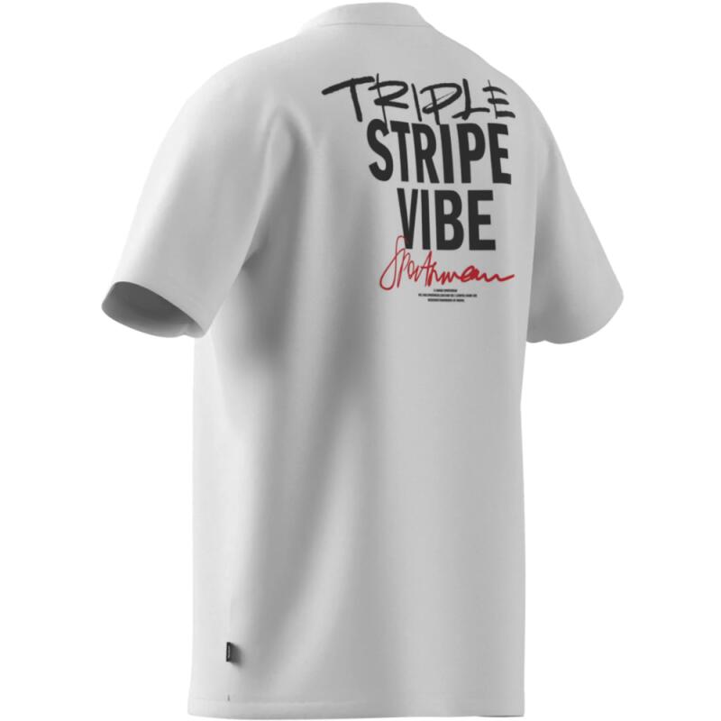 T-shirt da uomo adidas triple stripe vibe - bianca 4/4