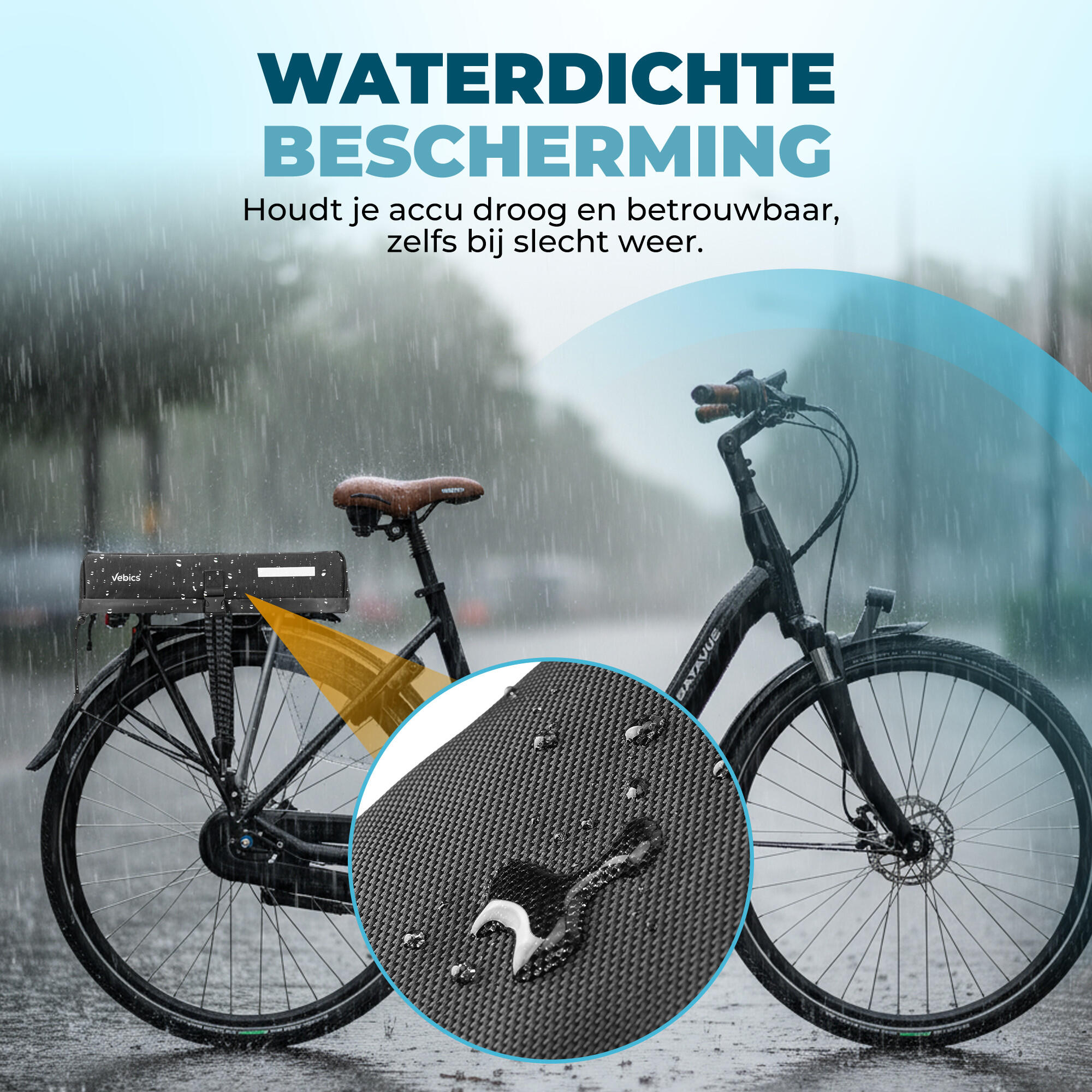Housse de batterie Vebics pour vélo électrique - Protection pour porte-bagages 5/7