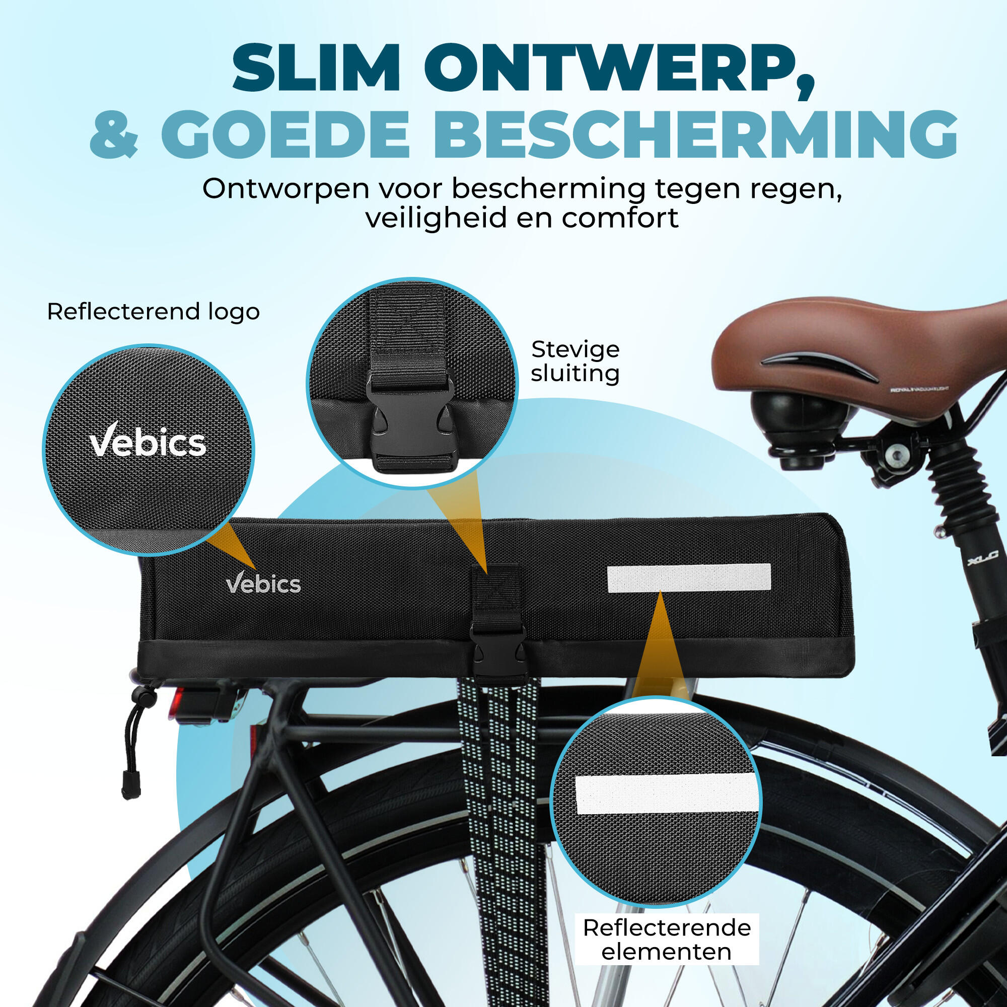 Housse de batterie Vebics pour vélo électrique - Protection pour porte-bagages 4/7