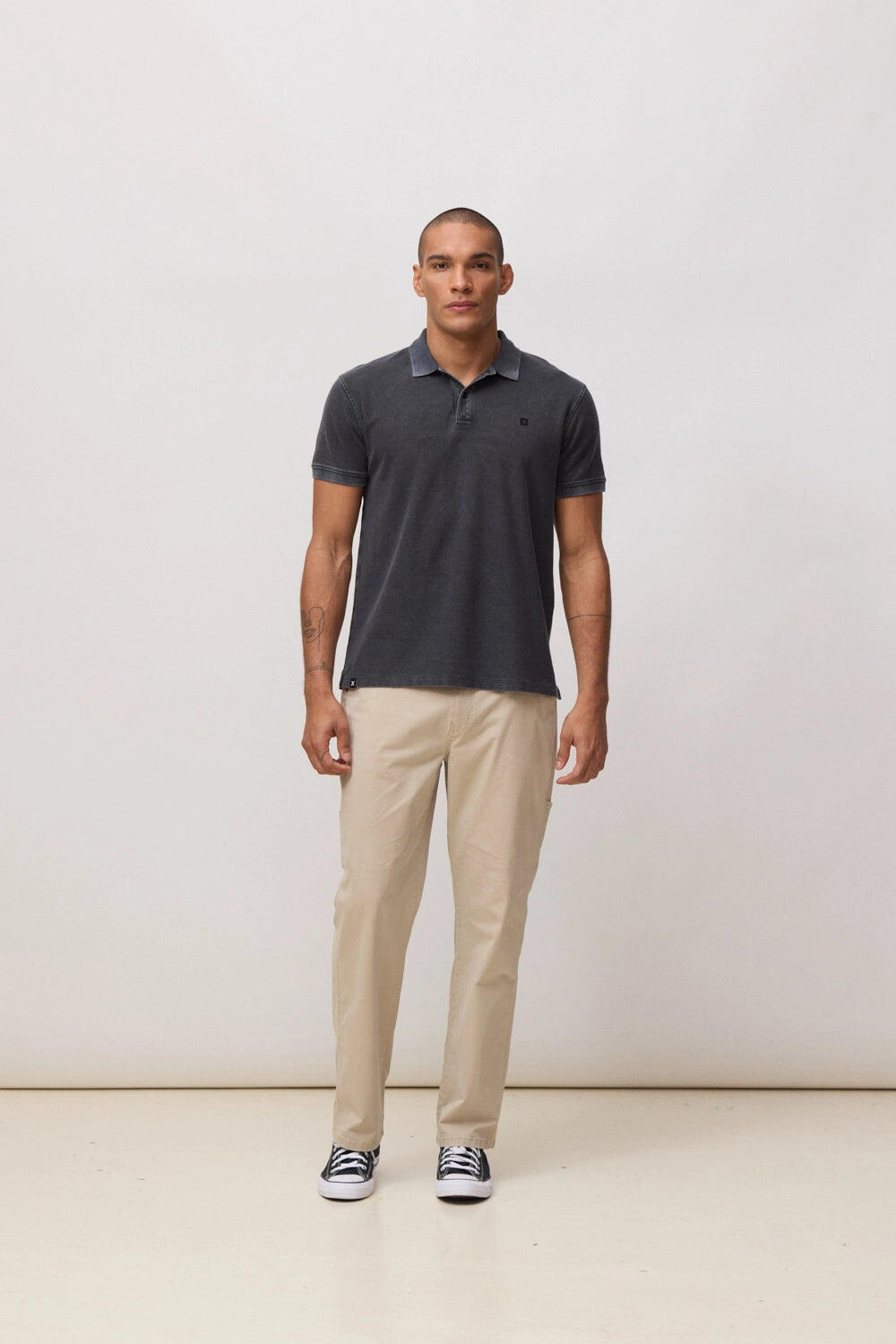 Polo Blue Banana Washed Nature Negro de Algodón 100% Orgánico 3/4
