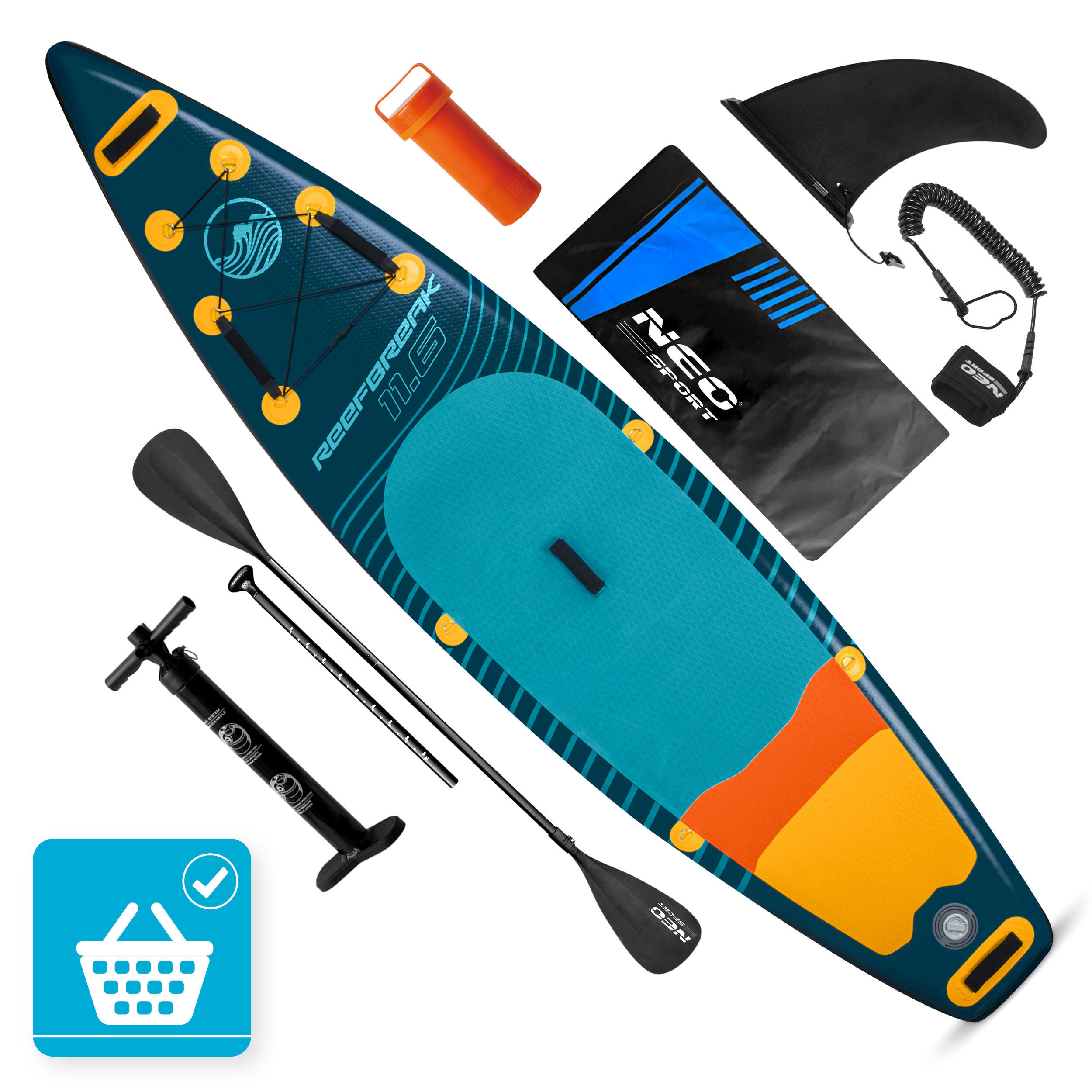 Deska Sup do pływania Neo-sport Reefbreak pompowana Stand Up Paddle 350cm zestaw 2/7