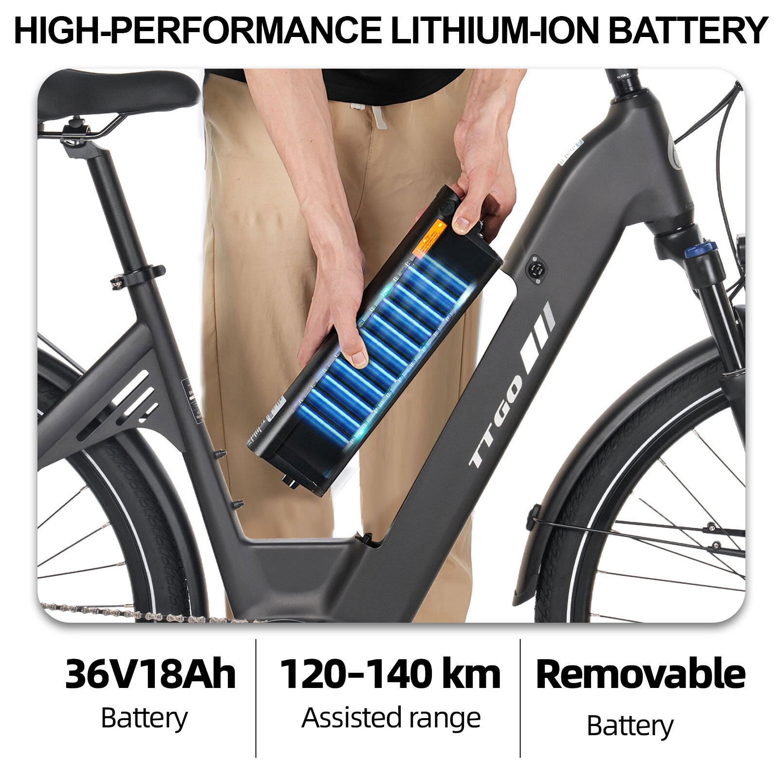 Bicicletta elettrica per adulti TTGO C7SE Batteria 36V18Ah 7/15