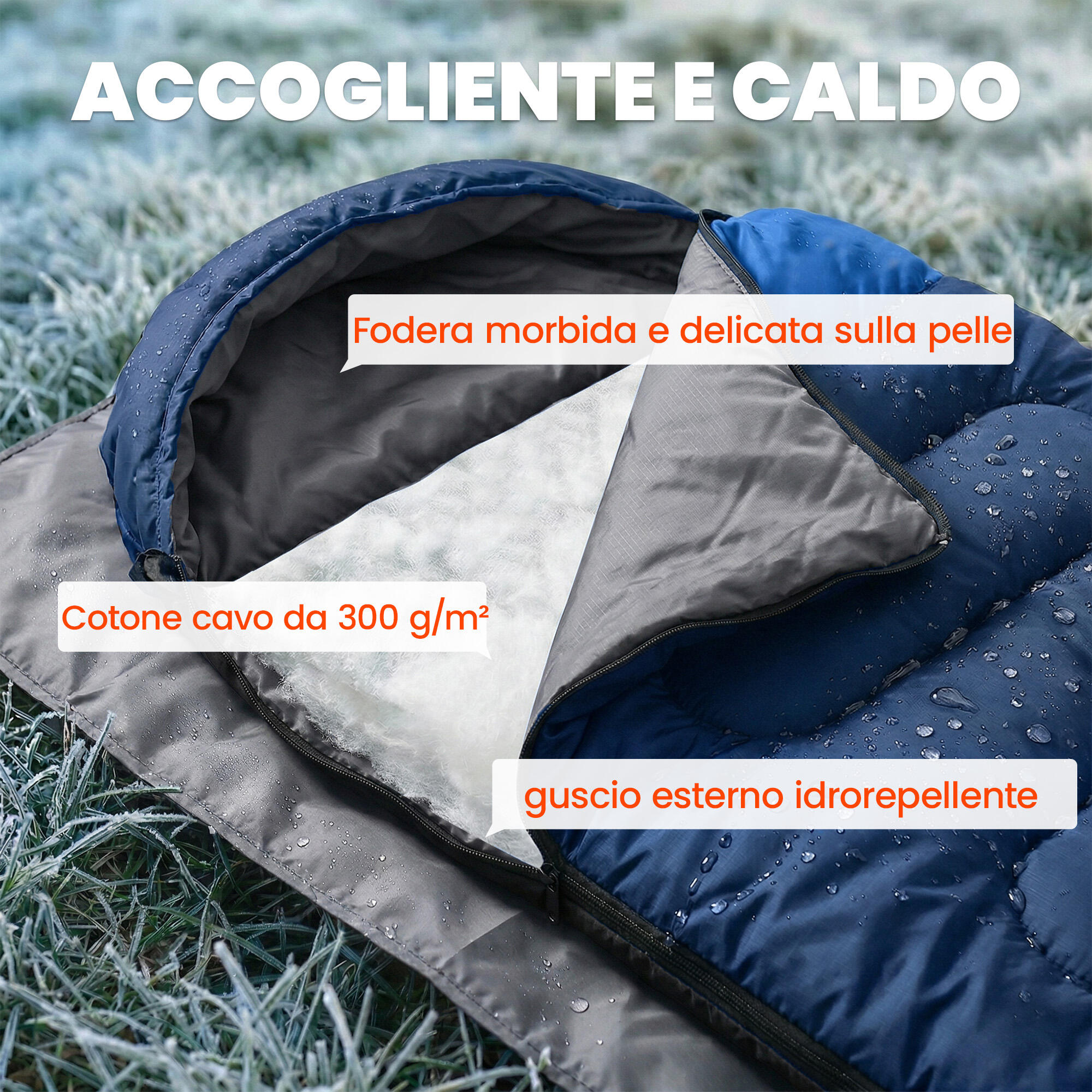 Outsunny Sacco a Pelo Leggero e Compatto, Singolo, Blu Navy 4/7