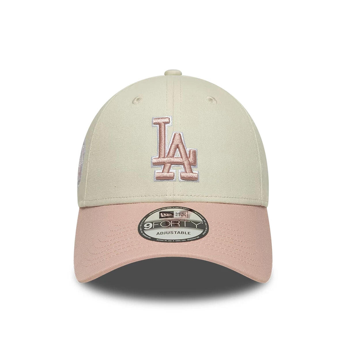 New Era 9FORTY Cap Los Angeles Dodgers MLB World Series Patch beige/pink 2/5