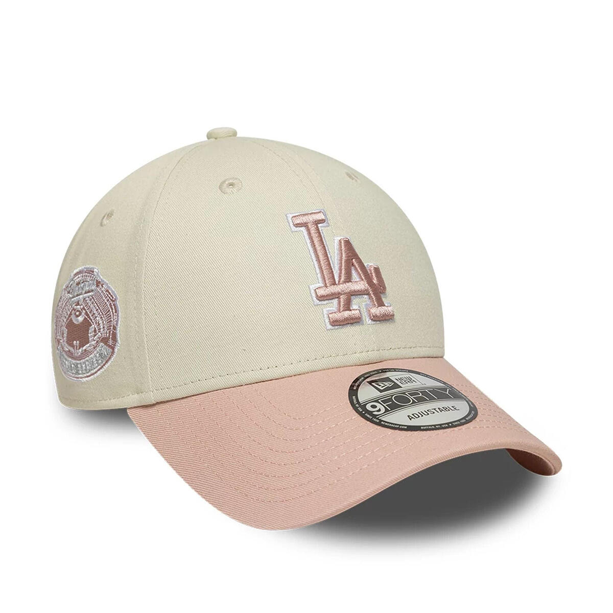New Era 9FORTY Cap Los Angeles Dodgers MLB World Series Patch beige/pink 4/5