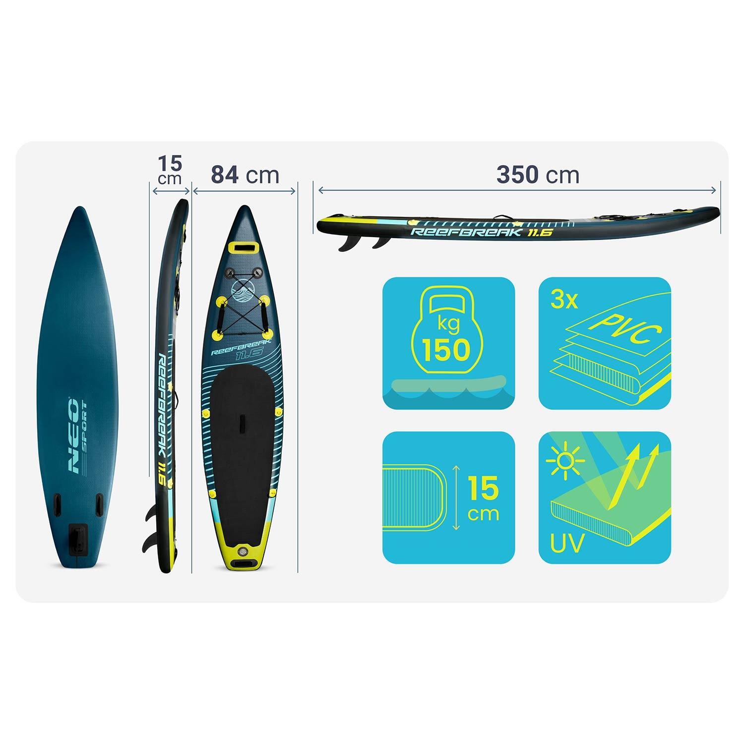 Deska SUP do pływania Neo-sport pompowana Stand up Paddle Reefbreak 350cm zestaw 7/7