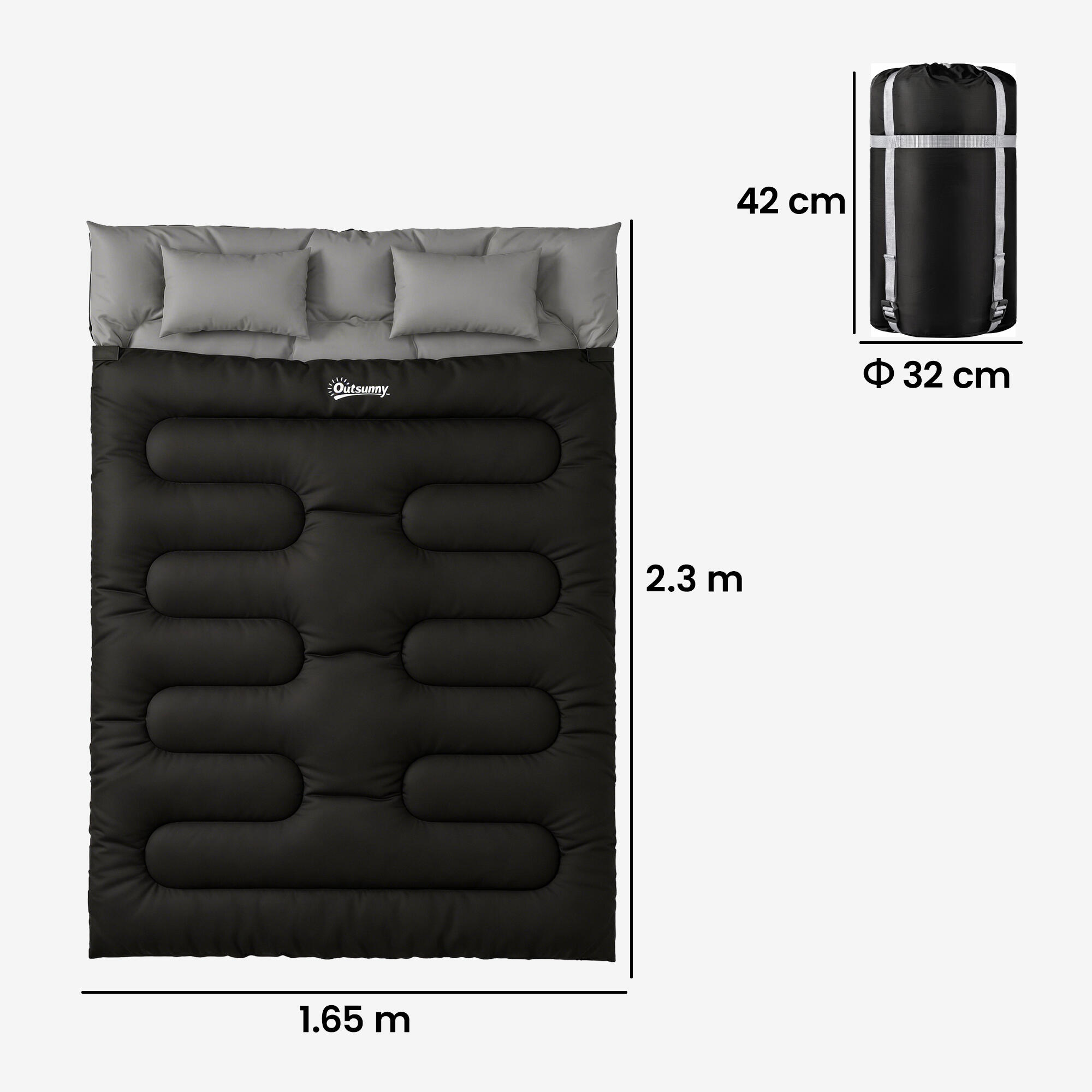 Outsunny Sacco a Pelo Doppio per Adulti, 230x165 cm, Nero 3/7
