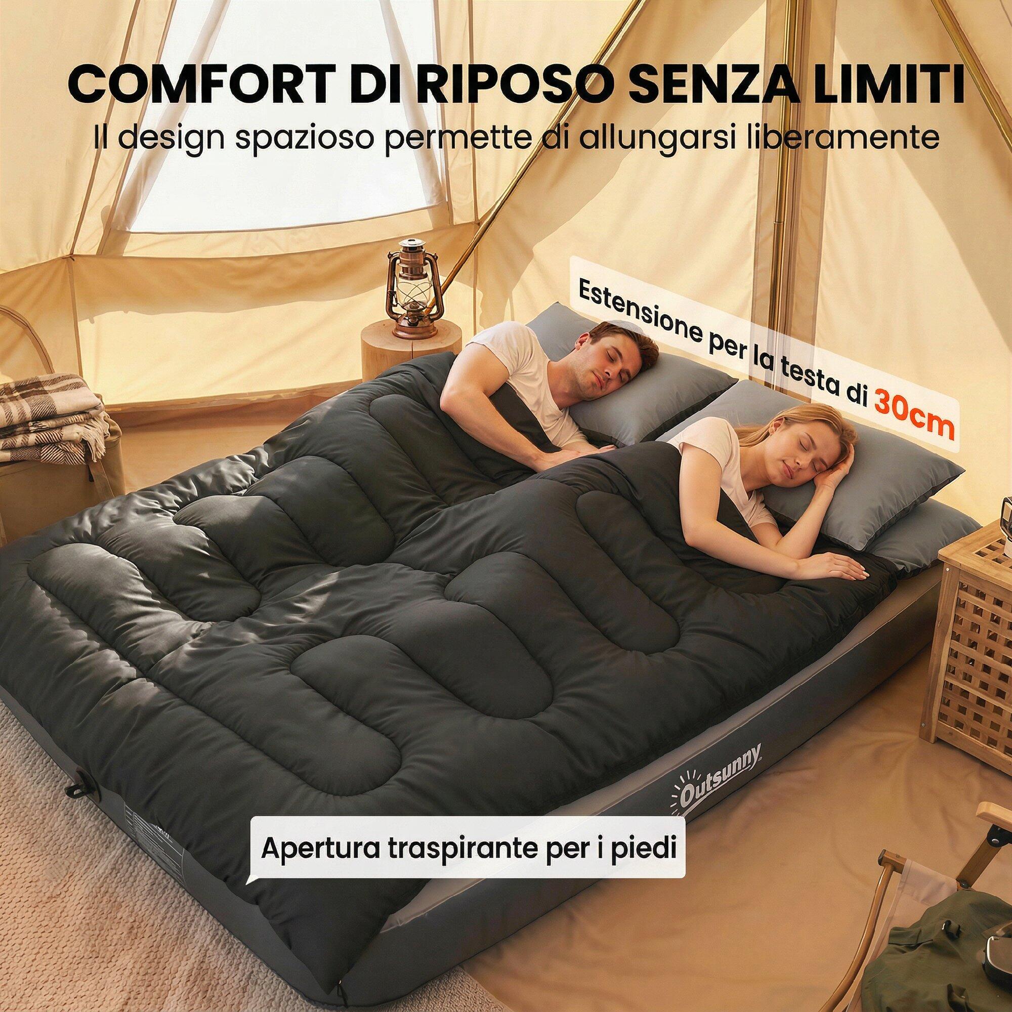 Outsunny Sacco a Pelo Doppio per Adulti, 230x165 cm, Nero 6/7