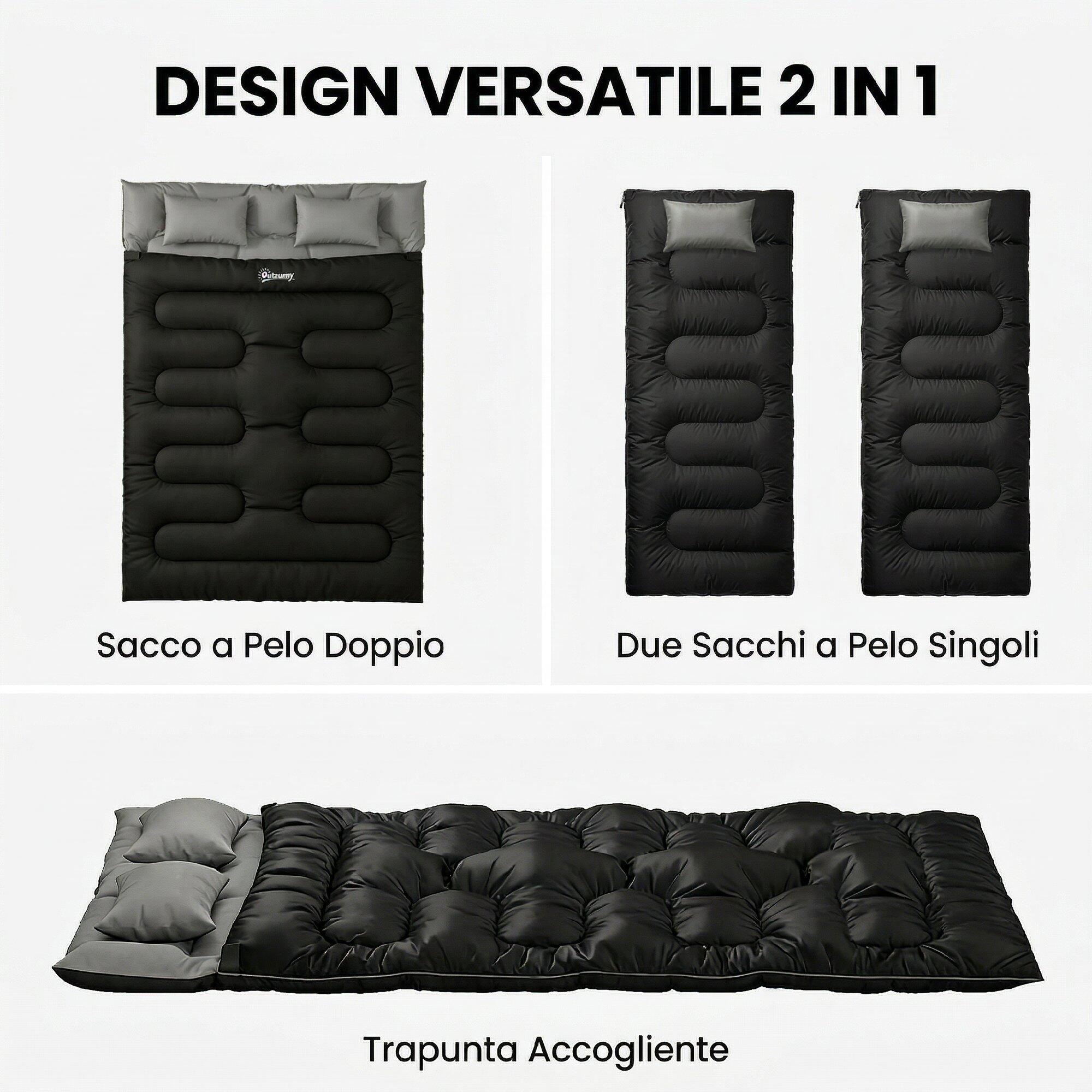 Outsunny Sacco a Pelo Doppio per Adulti, 230x165 cm, Nero 4/7