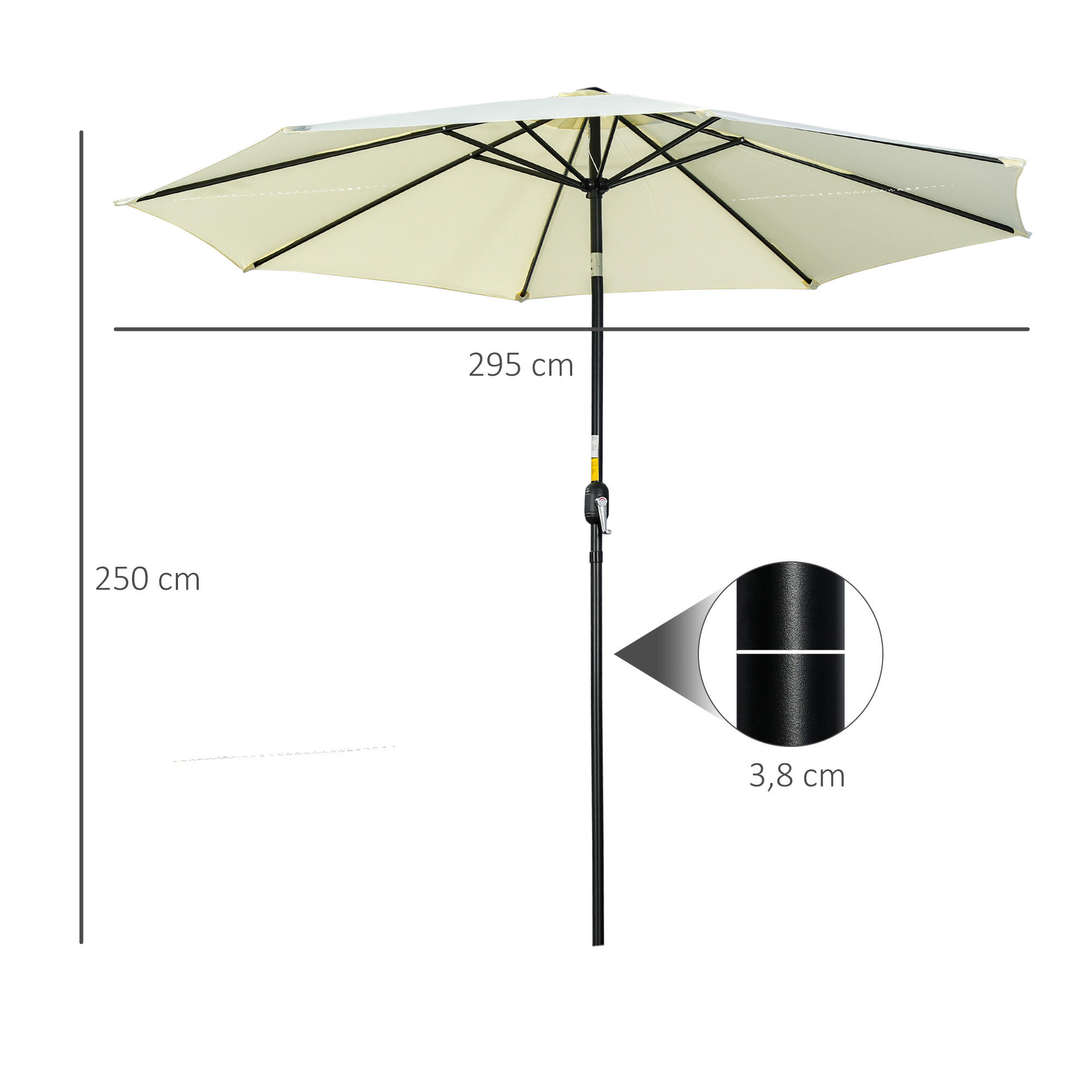 Sombrilla de Jardín Outsunny 295x295x250 cm Beige 3/5