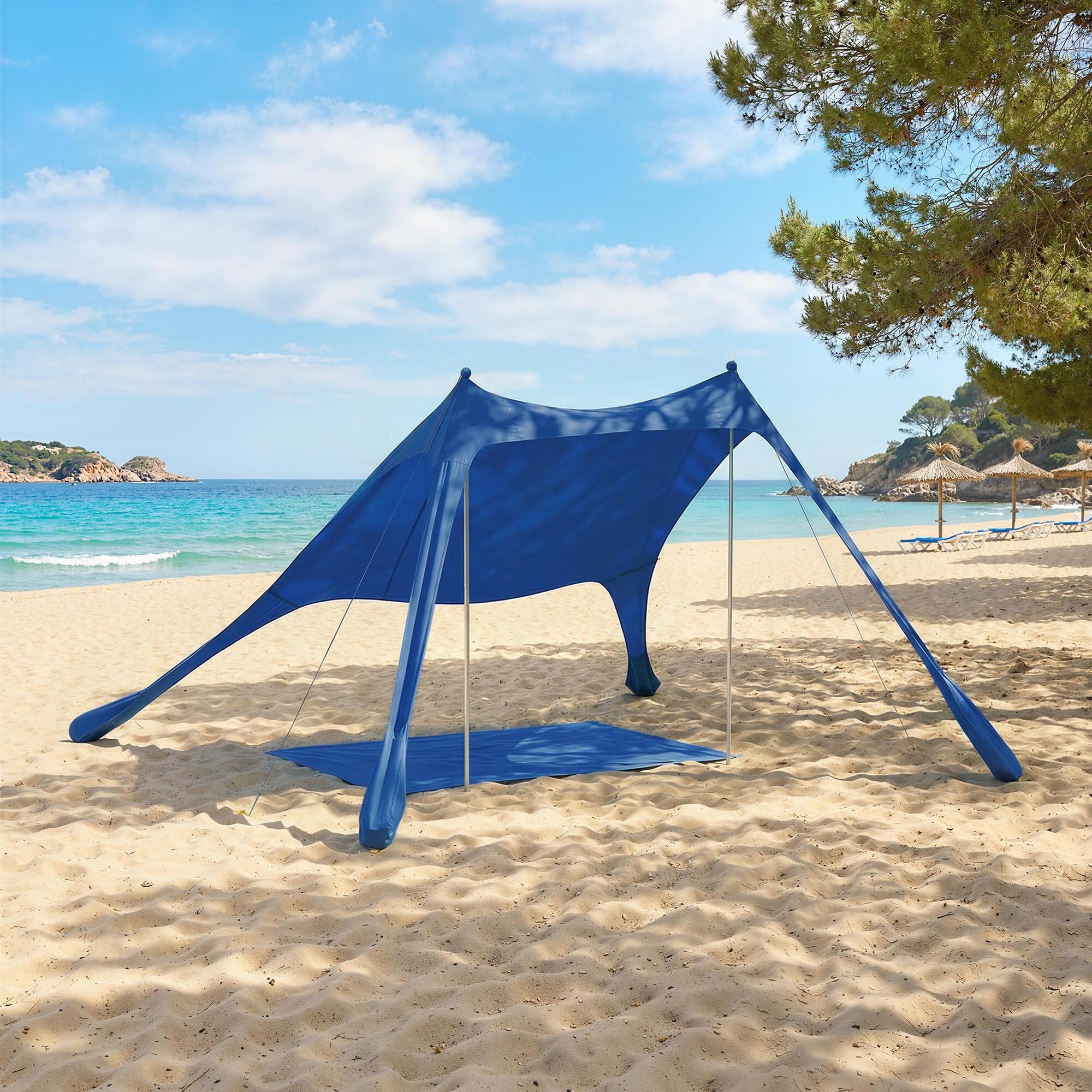 Toldo de Playa Outsunny 208x200x200 cm Azul 2/5