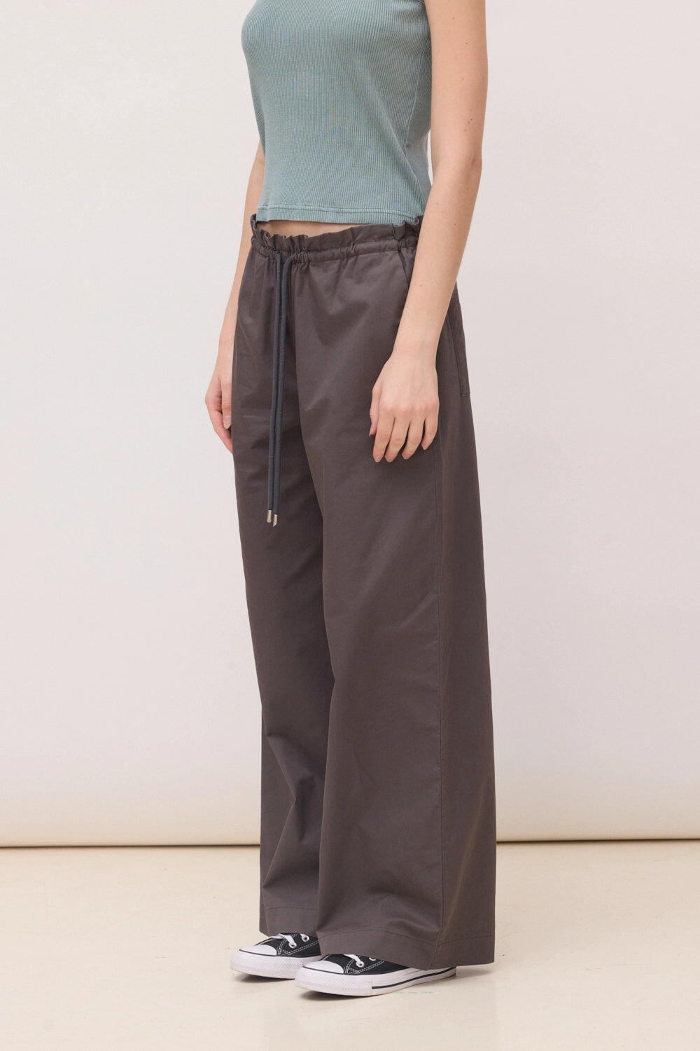 Pantalón Mujer Blue Banana Straight Poplin Antracita de 100% Algodón 3/4