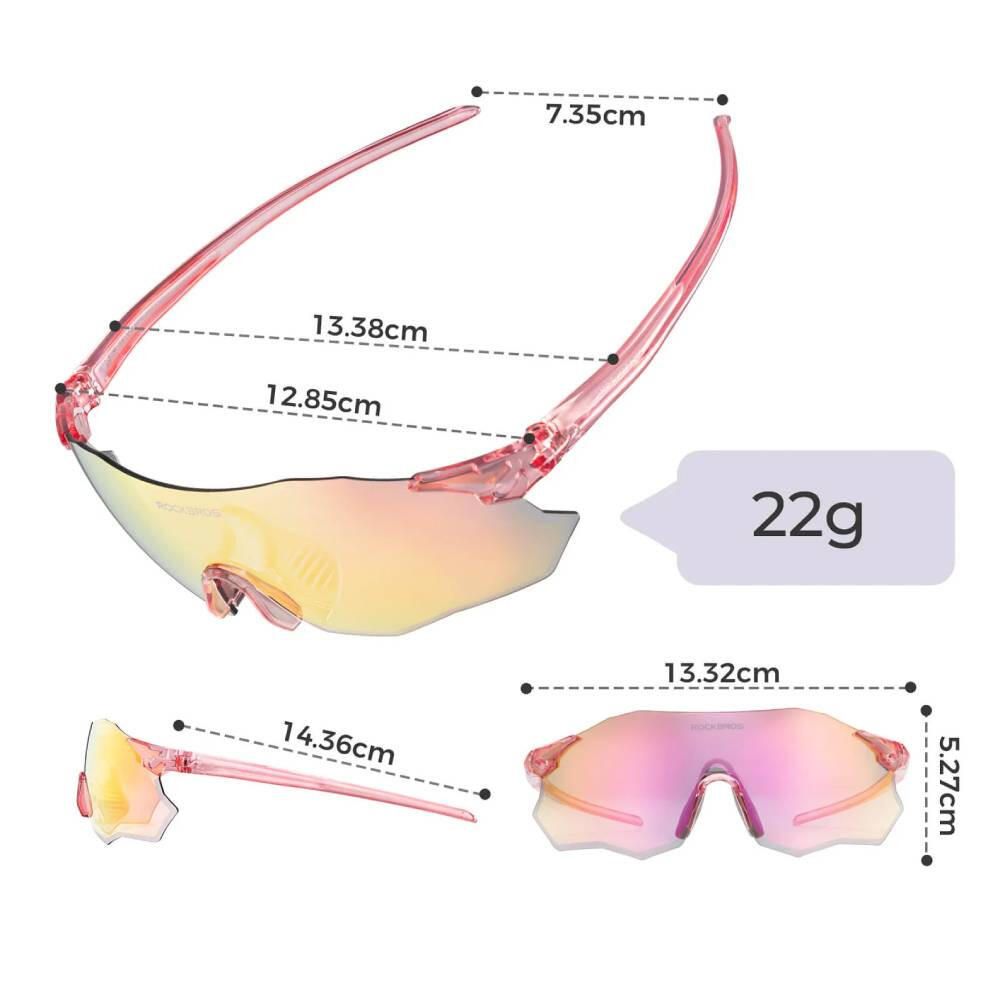 Okulary sportowe, ultralekkie z ochroną UV400 lustrzane złote soczewki Rockbros 2/3