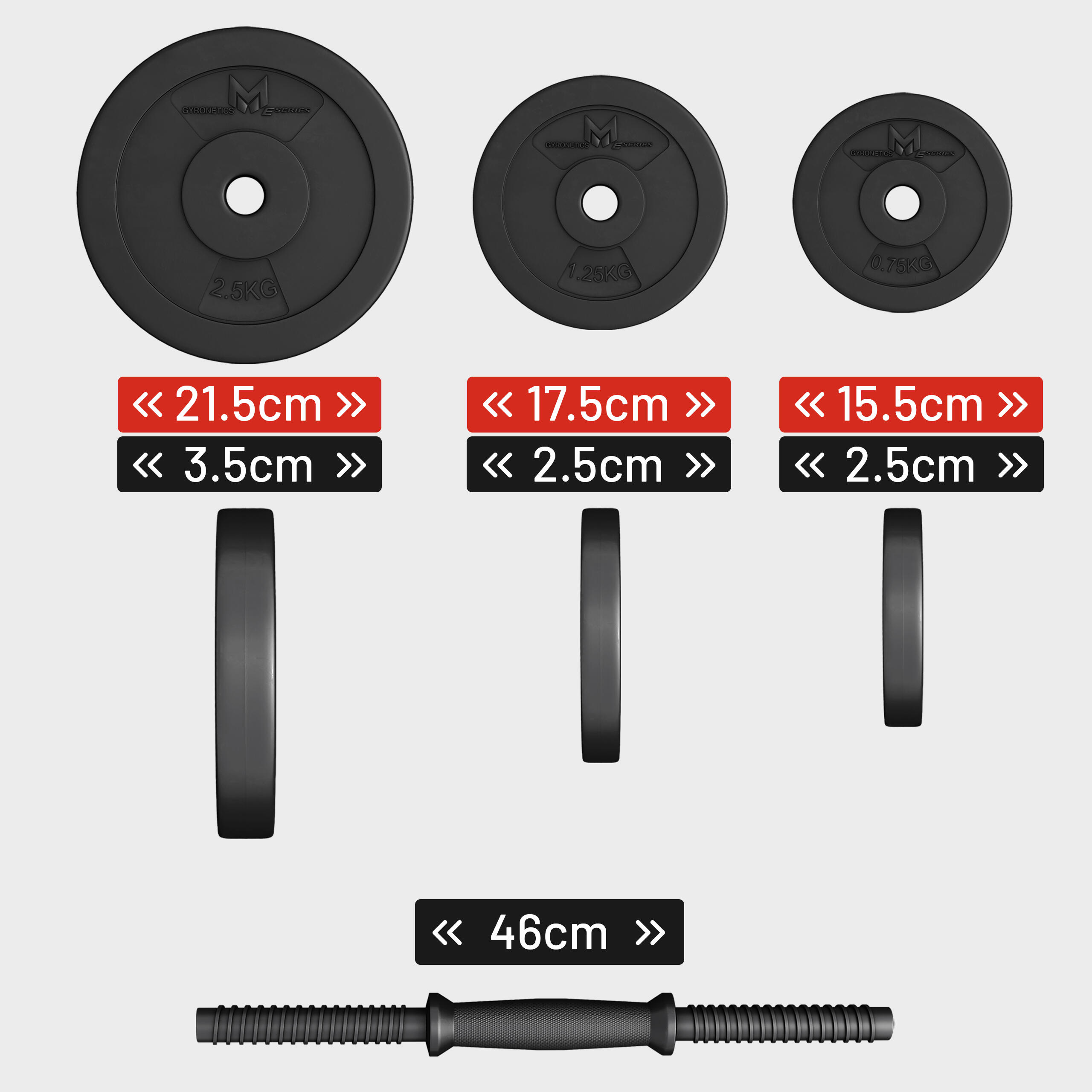 KIT HALTÈRES COURT 30KG AVEC DISQUES PLASTIQUES | MUSCULATION | 25MM 6/7