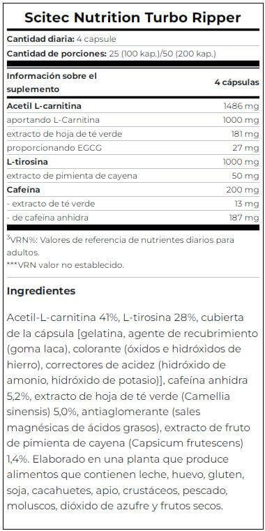 Turbo Ripper - 100 Cápsulas de Scitec Nutrition 3/4
