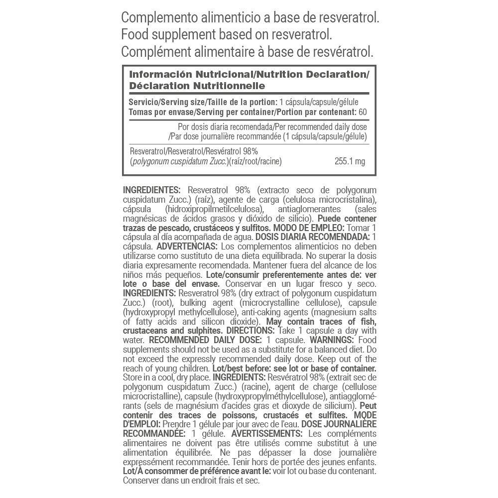 Resveratrol 255 mg - 60 plantaardige capsules MASmusculo 4/5