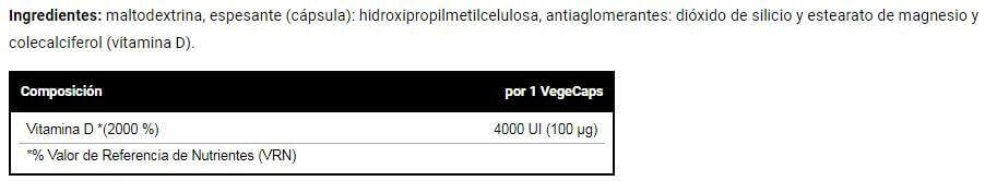 Vitamin D3 4000 I.U 100 Caps 3/4
