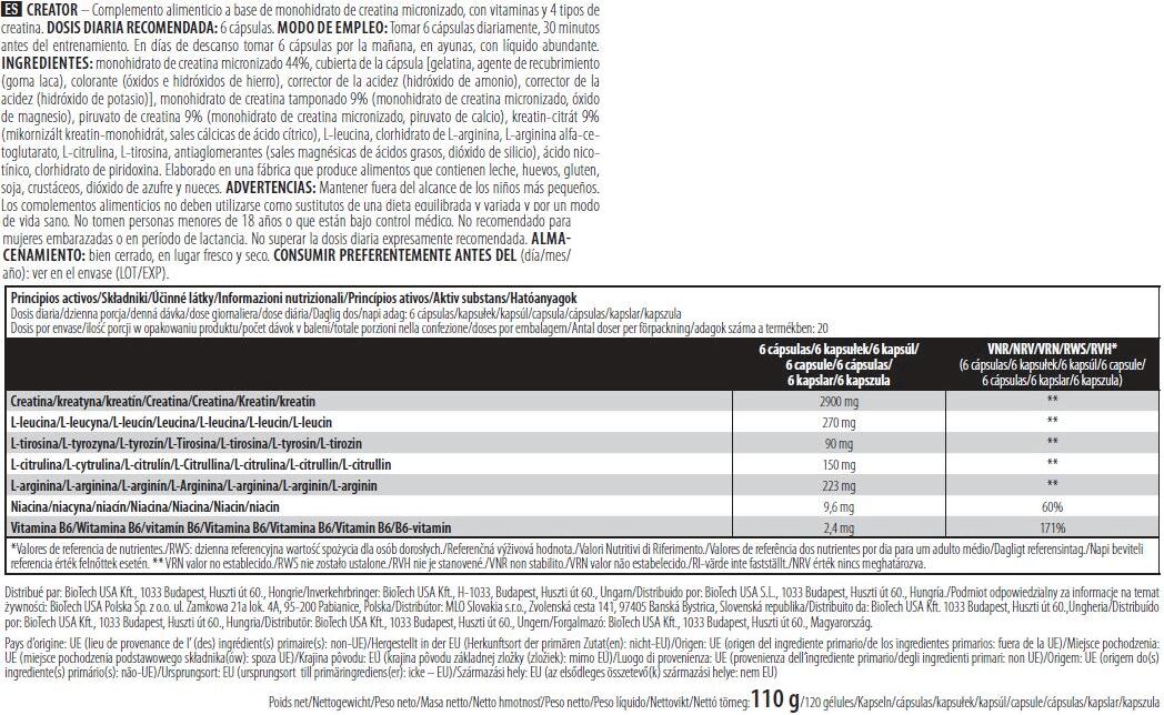 Creator - 120 capsules de Biotech USA 4/5