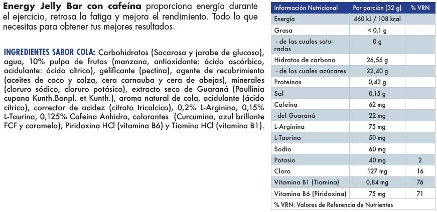 Energy jelly bar - 32g Cola (62mg de Cafeína) da Victory Endurance 2/3