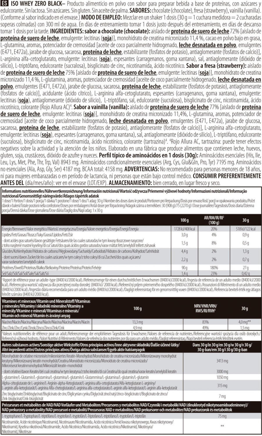 Iso Whey Zero Black proteína en polvo 908gr. Vainilla BioTech USA 4/5