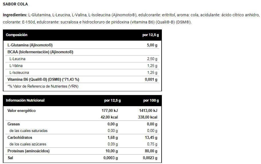 Glutamine + Bcaa 500 Gr Cola Zero 3/4