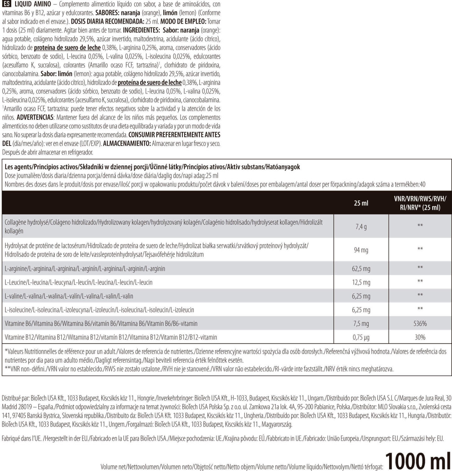BioTechUSA Liquid Amino 1000 ml 3/4