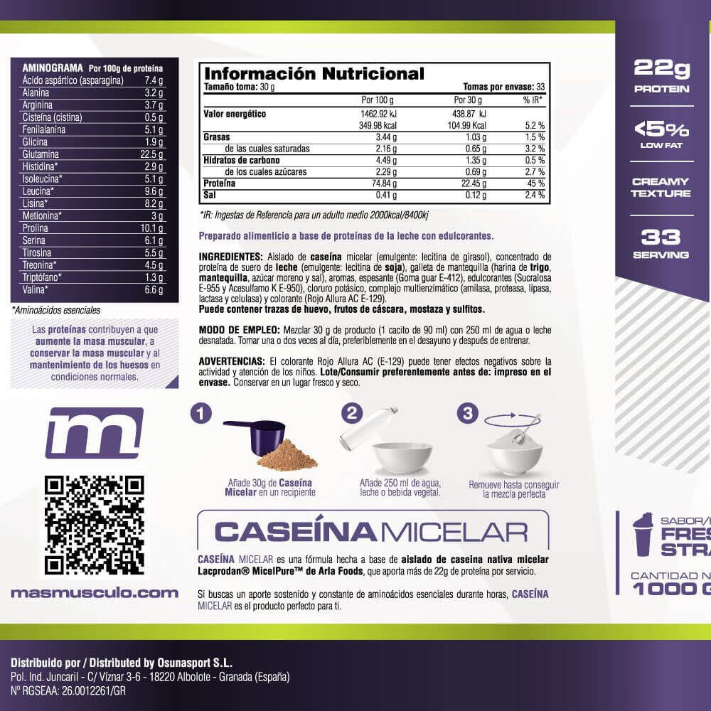 Micellar casein - 1kg Fraise de MASmusculo 5/6