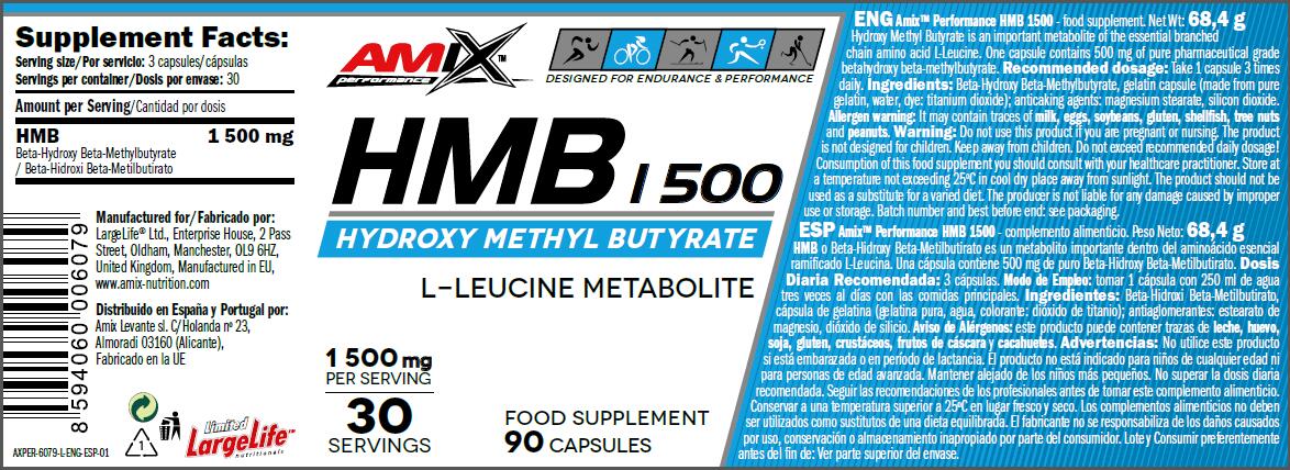 HMB 1500 - 90 Cápsulas Amix Nutrition 2/3