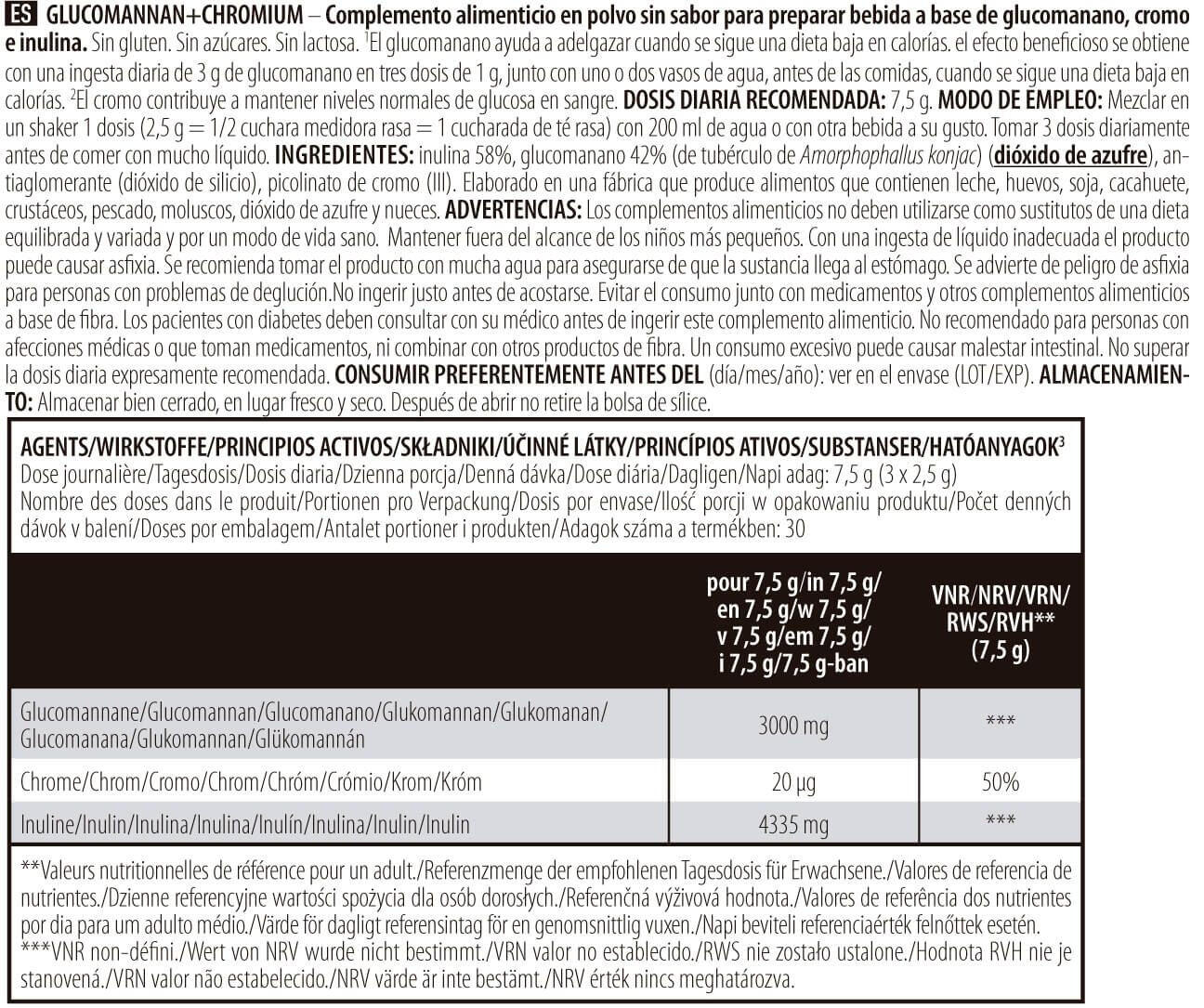 Fibra alimentare - Glucomannan + Chromium - Gusto neutro 225g 4/5