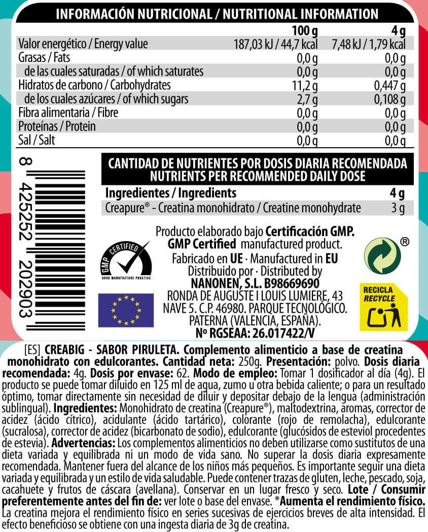 BIG - CREABIG Creapure Creatina x 250g - Creatina com sabores 4/5