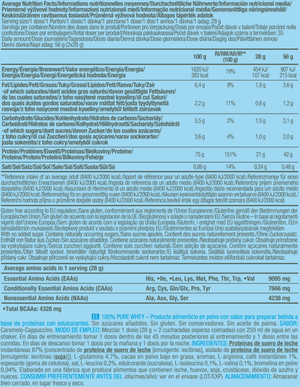Proteína Whey - 100% Miel Pura (1kg) - Capuchino Con Caramelo 4/5