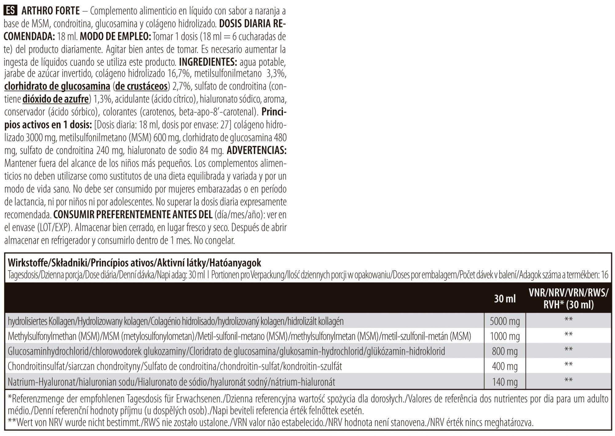 Arthro Forte Vloeibaar - 500ml Orange Biotech USA 2/3