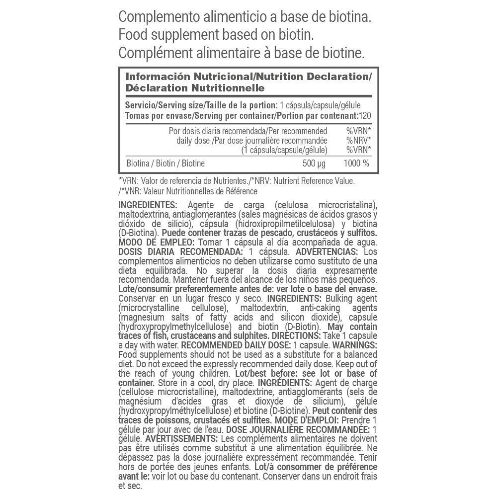 B7 Biotin 500μg - 120 capsules de MASmusculo 5/6