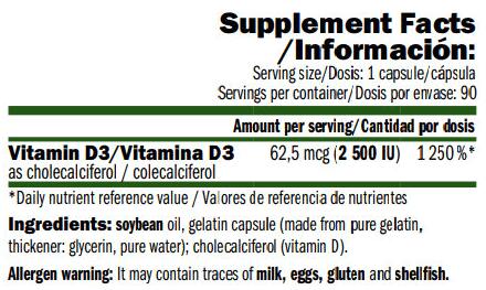 Vitamine d3 2500iu - 90 capsules de Amix Nutrition 3/4