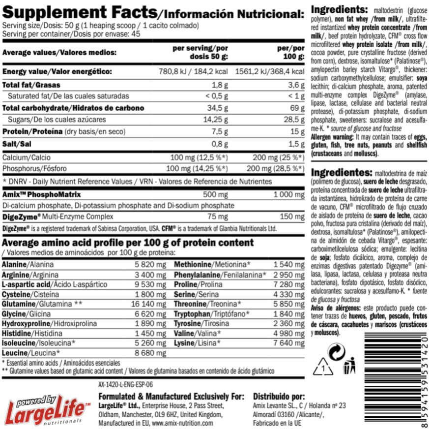 Carbojet Gain - 2,25 kg Chocolat de Amix Nutrition 5/6