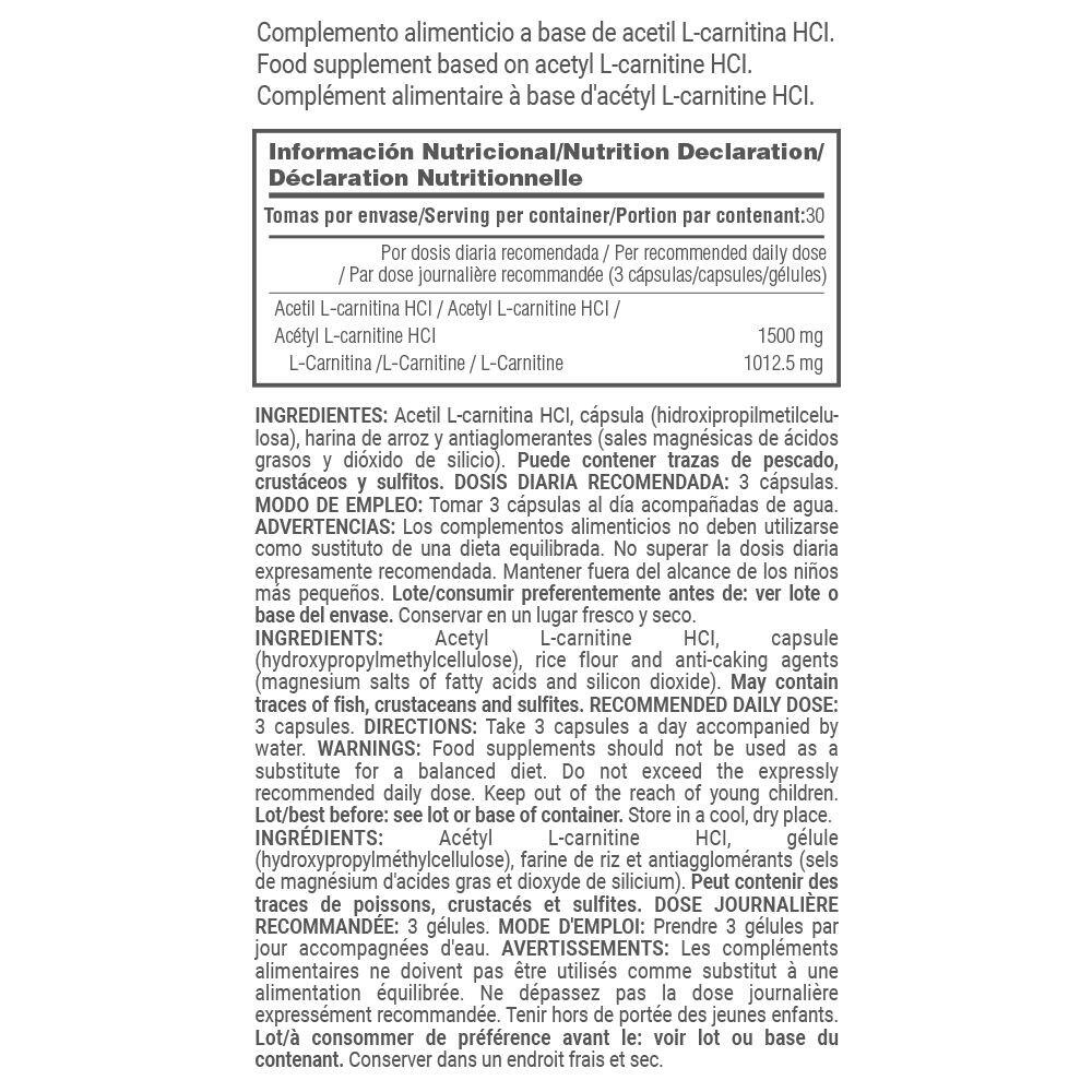 acetil l carnitina dosis recomendada Acetil L-Carnitina 1500 mg - 90 Cápsulas Vegetales MASMUSCULO