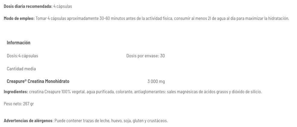 Creatina (Creapure®) Cápsulas - 300 Cápsulas Vegetales Amix Nutrition 3/4