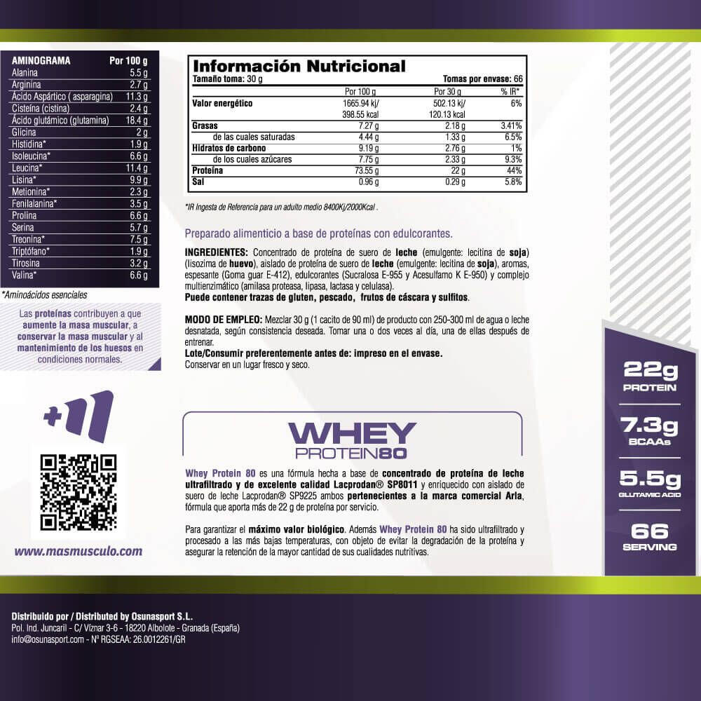 Whey Protein80 - 2 kg romige karamel MASmusculo 5/6