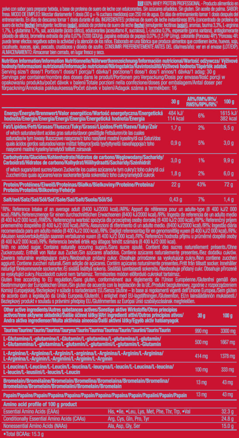 Wei-eiwit - 100% Wei Professioneel (500g) - Aardbei 5/6