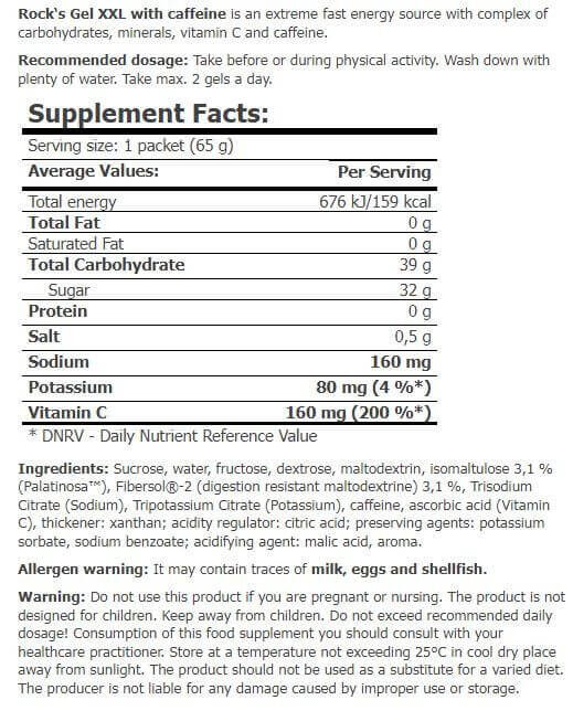 Rock's Energy Gel XXL con Cafeína - 65g Cola Amix Nutrition 2/3